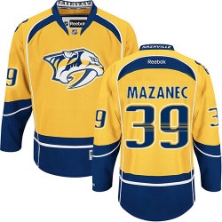 Nashville Predators Marek Mazanec Official Gold Reebok Authentic Adult Home NHL Hockey Jersey