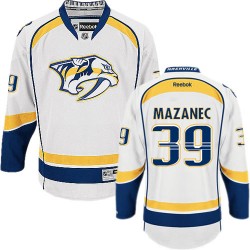 Nashville Predators Marek Mazanec Official White Reebok Authentic Adult Away NHL Hockey Jersey