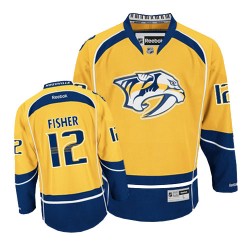 Nashville Predators Mike Fisher Official Gold Reebok Authentic Adult Home NHL Hockey Jersey