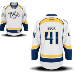 Nashville Predators Taylor Beck Official White Reebok Premier Adult Away NHL Hockey Jersey