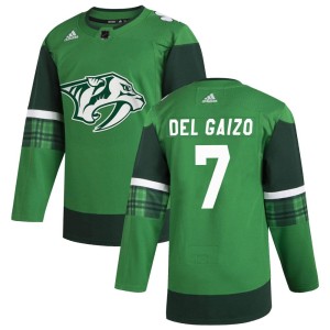 Nashville Predators Marc Del Gaizo Official Green Adidas Authentic Youth 2020 St. Patrick's Day NHL Hockey Jersey
