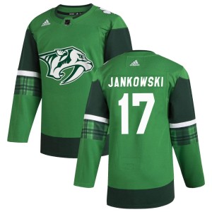 Nashville Predators Mark Jankowski Official Green Adidas Authentic Youth 2020 St. Patrick's Day NHL Hockey Jersey