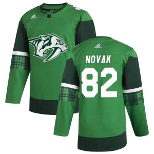 Nashville Predators Tommy Novak Official Green Adidas Authentic Youth 2020 St. Patrick's Day NHL Hockey Jersey