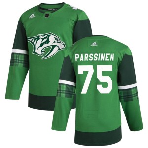Nashville Predators Juuso Parssinen Official Green Adidas Authentic Youth 2020 St. Patrick's Day NHL Hockey Jersey