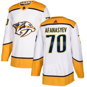 Nashville Predators Egor Afanasyev Official White Adidas Authentic Adult Away NHL Hockey Jersey