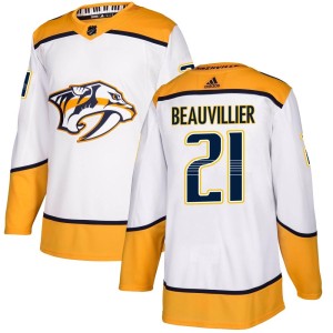 Nashville Predators Anthony Beauvillier Official White Adidas Authentic Adult Away NHL Hockey Jersey