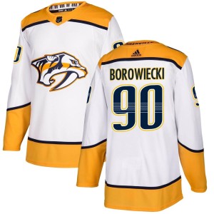 Nashville Predators Mark Borowiecki Official White Adidas Authentic Adult Away NHL Hockey Jersey