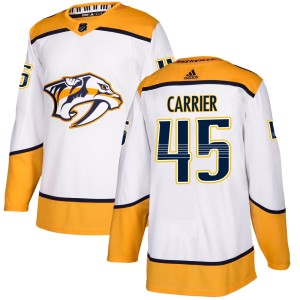 Nashville Predators Alexandre Carrier Official White Adidas Authentic Adult Away NHL Hockey Jersey