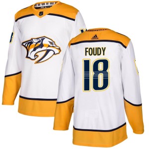 Nashville Predators Liam Foudy Official White Adidas Authentic Adult Away NHL Hockey Jersey