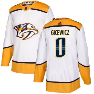 Nashville Predators Carson Gicewicz Official White Adidas Authentic Adult Away NHL Hockey Jersey