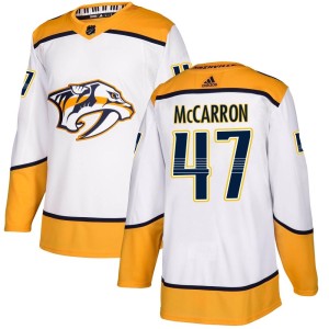 Nashville Predators Michael McCarron Official White Adidas Authentic Adult Away NHL Hockey Jersey