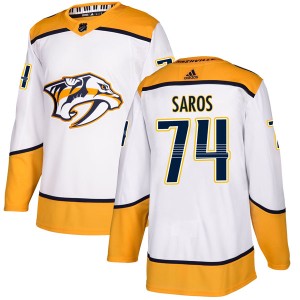 Nashville Predators Juuse Saros Official White Adidas Authentic Adult Away NHL Hockey Jersey