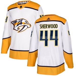 Nashville Predators Kiefer Sherwood Official White Adidas Authentic Adult Away NHL Hockey Jersey