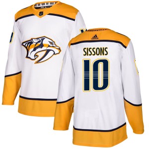 Nashville Predators Colton Sissons Official White Adidas Authentic Adult Away NHL Hockey Jersey