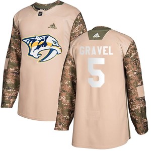 Nashville Predators Kevin Gravel Official Camo Adidas Authentic Youth Veterans Day Practice NHL Hockey Jersey