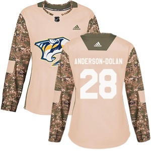 Nashville Predators Jaret Anderson-Dolan Official Camo Adidas Authentic Women's Veterans Day Practice NHL Hockey Jersey
