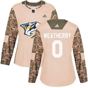 Nashville Predators Jasper Weatherby Official Camo Adidas Authentic Women's Veterans Day Practice NHL Hockey Jersey