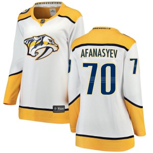 Nashville Predators Egor Afanasyev Official White Fanatics Branded Breakaway Women's Away NHL Hockey Jersey