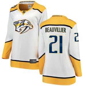 Nashville Predators Anthony Beauvillier Official White Fanatics Branded Breakaway Women's Away NHL Hockey Jersey