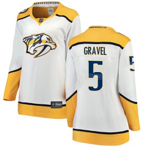 Nashville Predators Kevin Gravel Official White Fanatics Branded Breakaway Women's Away NHL Hockey Jersey