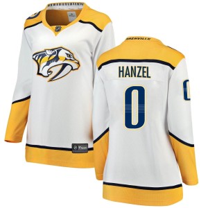 Nashville Predators Jeremy Hanzel Official White Fanatics Branded Breakaway Women's Away NHL Hockey Jersey
