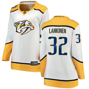 Nashville Predators Kevin Lankinen Official White Fanatics Branded Breakaway Women's Away NHL Hockey Jersey