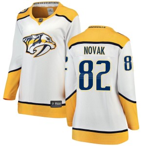 Nashville Predators Tommy Novak Official White Fanatics Branded Breakaway Women's Away NHL Hockey Jersey