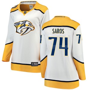 Nashville Predators Juuse Saros Official White Fanatics Branded Breakaway Women's Away NHL Hockey Jersey