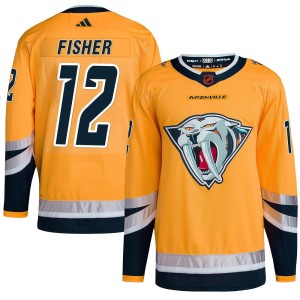 Nashville Predators Mike Fisher Official Yellow Adidas Authentic Adult Reverse Retro 2.0 NHL Hockey Jersey