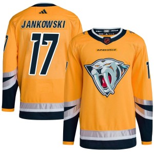 Nashville Predators Mark Jankowski Official Yellow Adidas Authentic Adult Reverse Retro 2.0 NHL Hockey Jersey