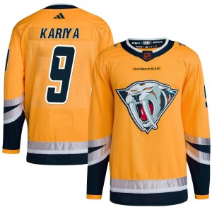 Nashville Predators Paul Kariya Official Yellow Adidas Authentic Adult Reverse Retro 2.0 NHL Hockey Jersey