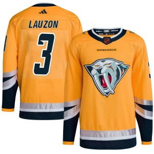 Nashville Predators Jeremy Lauzon Official Yellow Adidas Authentic Adult Reverse Retro 2.0 NHL Hockey Jersey