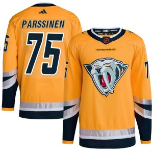 Nashville Predators Juuso Parssinen Official Yellow Adidas Authentic Adult Reverse Retro 2.0 NHL Hockey Jersey
