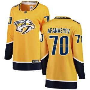 Nashville Predators Egor Afanasyev Official Yellow Fanatics Branded Breakaway Women's Home NHL Hockey Jersey