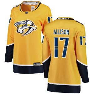 Nashville Predators Wade Allison Official Yellow Fanatics Branded Breakaway Women's Home NHL Hockey Jersey