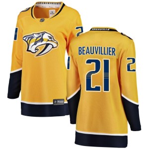Nashville Predators Anthony Beauvillier Official Yellow Fanatics Branded Breakaway Women's Home NHL Hockey Jersey