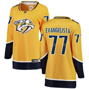 Nashville Predators Luke Evangelista Official Yellow Fanatics Branded Breakaway Women's Home NHL Hockey Jersey