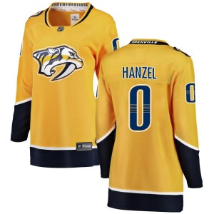 Nashville Predators Jeremy Hanzel Official Yellow Fanatics Branded Breakaway Women's Home NHL Hockey Jersey