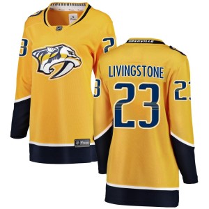 Nashville Predators Jake Livingstone Official Yellow Fanatics Branded Breakaway Women's Home NHL Hockey Jersey