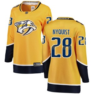 Nashville Predators Gustav Nyquist Official Yellow Fanatics Branded Breakaway Women's Home NHL Hockey Jersey