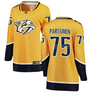 Nashville Predators Juuso Parssinen Official Yellow Fanatics Branded Breakaway Women's Home NHL Hockey Jersey