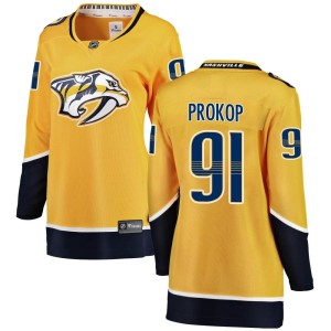 Nashville Predators Luke Prokop Official Yellow Fanatics Branded Breakaway Women's Home NHL Hockey Jersey