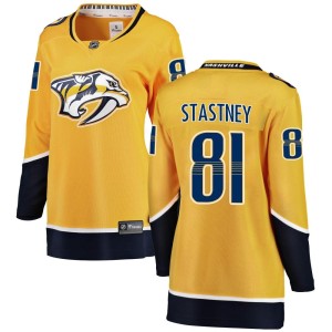 Nashville Predators Spencer Stastney Official Yellow Fanatics Branded Breakaway Women's Home NHL Hockey Jersey