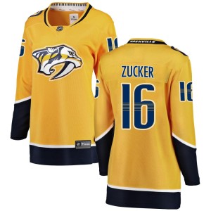 Nashville Predators Jason Zucker Official Yellow Fanatics Branded Breakaway Women's Home NHL Hockey Jersey