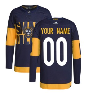 Nashville Predators Custom Official Navy Adidas Authentic Adult Custom 2022 Stadium Series Primegreen NHL Hockey Jersey