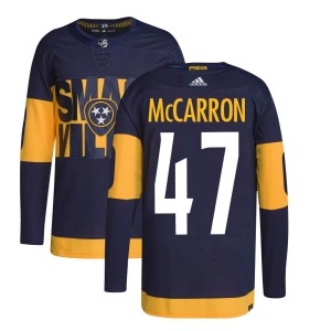 Nashville Predators Michael McCarron Official Navy Adidas Authentic Adult 2022 Stadium Series Primegreen NHL Hockey Jersey