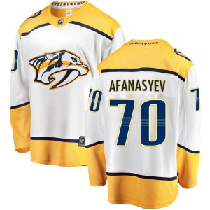 Nashville Predators Egor Afanasyev Official White Fanatics Branded Breakaway Youth Away NHL Hockey Jersey