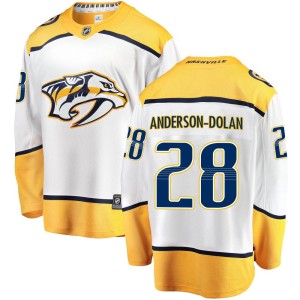 Nashville Predators Jaret Anderson-Dolan Official White Fanatics Branded Breakaway Youth Away NHL Hockey Jersey