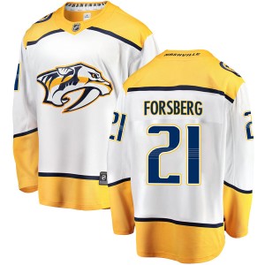 Nashville Predators Peter Forsberg Official White Fanatics Branded Breakaway Youth Away NHL Hockey Jersey