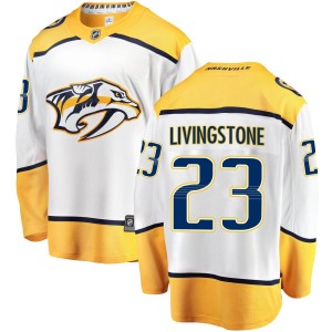 Nashville Predators Jake Livingstone Official White Fanatics Branded Breakaway Youth Away NHL Hockey Jersey